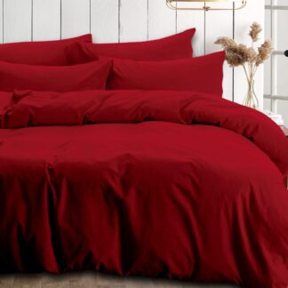 Σετ Κουβερλί Βαμβακερό King Size (Π: 260cm x Μ: 240cm) - 2220878179 Μονόχρωμο Κόκκινο