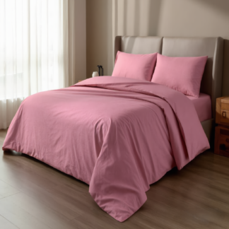 Σετ Σεντόνια Polycotton Μονά 2024434318 (Π: 160cm x Μ: 240cm) – Μονόχρωμα Ροζ