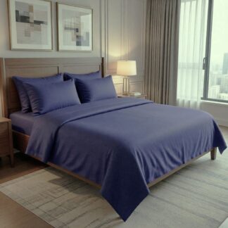 Σετ Παπλωματοθήκη Polycotton Υπέρδιπλη (Π: 220cm x Μ: 240cm) – 2024934344 Μονόχρωμη Μπλε Ραφ