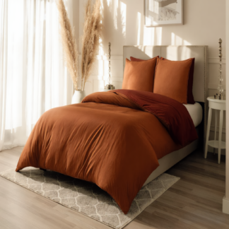 Σετ Πάπλωμα Βαμβακερό Μονό (Π: 160cm x Μ: 240cm) – 2220858122 Μονόχρωμο Σκούρα τερακότα